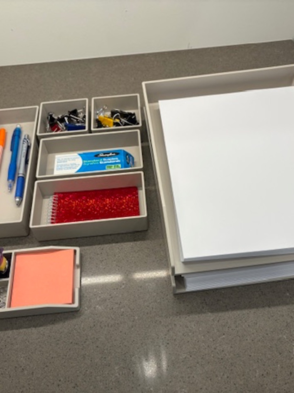 9-Piece Set of TRU RED (Staples) Desk Organizers in Grey/Beige - Excellent!